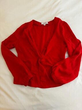 Red Twist-Front Women's Blouse - intermix